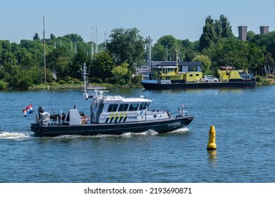 Amsterdam, Netherlands - 22 June 2022: Border Patrol Boat On Patrol On North Sea Canal