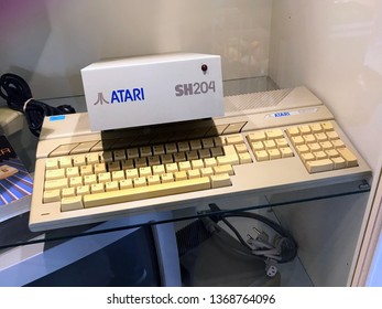 Amsterdam, The Netherlands - April 12, 2019: Retro Classic PC Computer Atari 8-bit ST Model (520ST) On Display.