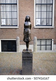 Amsterdam, Netherlands - April 5, 2010. The Anne Frank memorial statue in Amsterdam.