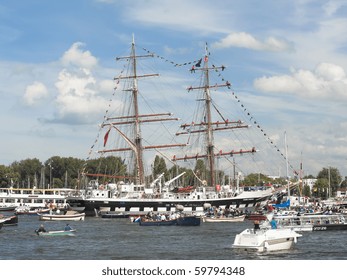 AMSTERDAM, THE NETHERLANDS - AUG 19: British Tall Ship Stavros S Niarchos Participates In Sail-2010, August 19, 2010 In Amsterdam, The Netherlands