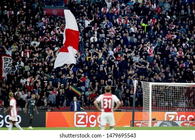 Amsterdam, Netherlands - August 13, 2019. Ajax Fans During A Soccer Match Between Ajax AFC And PAOK FC.