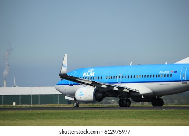 Amsterdam, the Netherlands  - August, 18th 2016: PH-BGE KLM Royal Dutch Airlines Boeing 737,
taking off from Polderbaan Runway Amsterdam Airport Schiphol