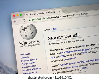 Amsterdam, The Netherlands - August 23, 2018: Wikipedia Page About Stormy Daniels (Stephanie A. Gregory Clifford) On A Computer Screen.