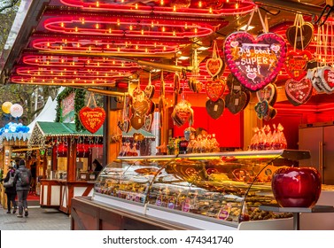 Amsterdam, Netherlands - December 05, 2015 : Christmas Market On Rembrandt Square In Amsterdam, Netherlands.