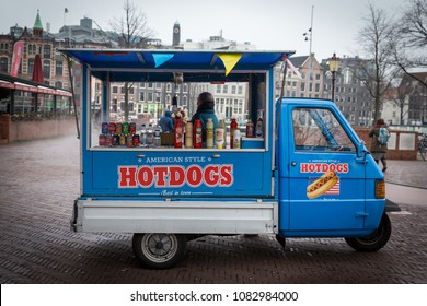 Amsterdam / The Netherlands - December 16 2018: Dutch Food Truck