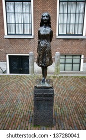 AMSTERDAM, NETHERLANDS - JANUARY 05: Statue of Anne Frank. Anne Frank was a German-Jewish teenager who was forced to go into hiding during the Holocaust. January 05, 2013 Amsterdam, Netherlands