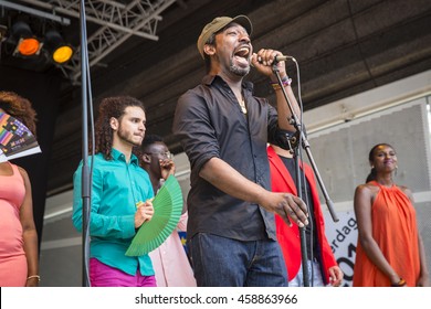 Amsterdam, the Netherlands - July 23, 2016: ZO gospel choir performing at the open air theater in Vondelpark for the Euro Pride Pink Saturday celebrations