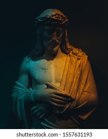 AMSTERDAM, NETHERLANDS - JUNE 15, 2019: Jesus Christ statue called Behold the man or Ecce homo, made by Dutch sculptor Louis Royer in 1826. Rijksmuseum - the most important art museum in Holland 