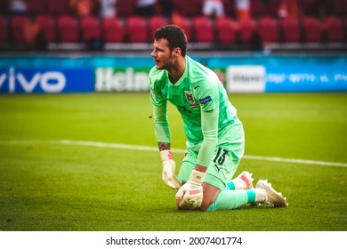 AMSTERDAM, Netherlands - JUNE 17, 2021: European Football Championship UEFA EURO 2020. Daniel Bachmann Goalkeeper 
Missed The Ball From The Penalty Spot  During The Match,  Netherlands