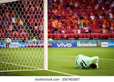 AMSTERDAM, Netherlands - JUNE 17, 2021: European Football Championship UEFA EURO 2020. Daniel Bachmann Goalkeeper 
Missed The Ball From The Penalty Spot  During The Match,  Netherlands