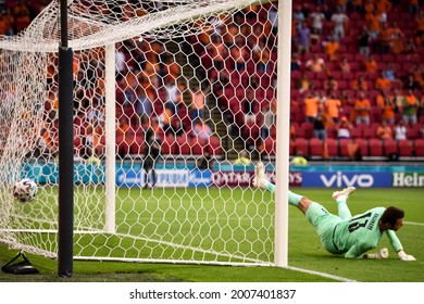 AMSTERDAM, Netherlands - JUNE 17, 2021: European Football Championship UEFA EURO 2020. Daniel Bachmann Goalkeeper 
Missed The Ball From The Penalty Spot  During The Match,  Netherlands