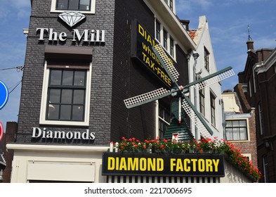 Amsterdam, Netherlands - June 18, 2022: Exterior Of Mill Diamonds Jewelry Store