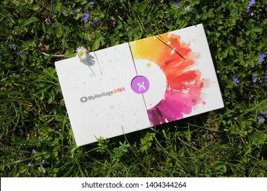 Amsterdam, The Netherlands - June 20, 2018: Paper Box MyHeritage DNA, MyHeritage Is Popular Online Genealogy Platform. 