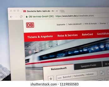 Amsterdam, The Netherlands - June 24, 2018: Website Of German National Rail Company Deutsche Bahn Or DB.