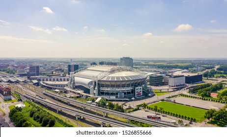Amsterdam, Netherlands - June 30, 2019: Johan Cruijff ArenA (Amsterdam Arena). 2020 FIFA World Cup venue, Aerial View  