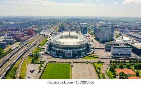 Amsterdam, Netherlands - June 30, 2019: Johan Cruijff ArenA (Amsterdam Arena). 2020 FIFA World Cup venue, Aerial View  