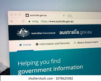 Amsterdam, The Netherlands - March 27, 2018: Official Homepage Of Australian Government.