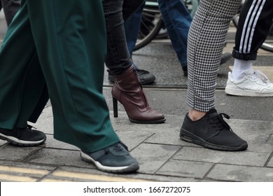 Amsterdam / Netherlands - March 8 2020: Feet Of Marching People At Women's March In Amsterdam