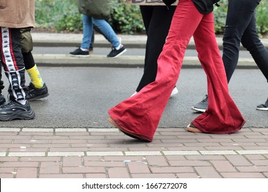 Amsterdam / Netherlands - March 8 2020: Feet Of Marching People At Women's March In Amsterdam