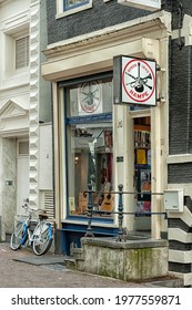 AMSTERDAM, NETHERLANDS - MAY 07, 2012:  Exterior View Of Hampe And Berkel Music Shop In Spui Street