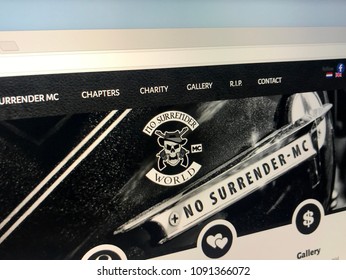 Amsterdam, Netherlands - May 15, 2018: Website Of One-percenter Motorcycle Club No Surrender, A Dutch Outlaw Motorcycle Club.