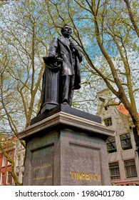 Amsterdam, Netherlands - May 2021: Statue Of Johan Rudolph Thorbecke At The Thorbeckeplein Square Amsterdam The Netherlands 2018