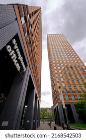 Amsterdam, Netherlands - May 25, 2022: Symphony Building In Business District Zuidas. Wide Angle View.