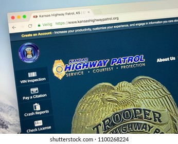 Amsterdam, Netherlands - May 28, 2018: Website Of The Kansas Highway Patrol, A Law-enforcement Agency That Serves The State Of Kansas. 