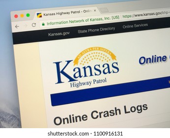 Amsterdam, Netherlands - May 28, 2018: Website Of The Kansas Highway Patrol Is A Law-enforcement Agency That Serves The State Of Kansas.