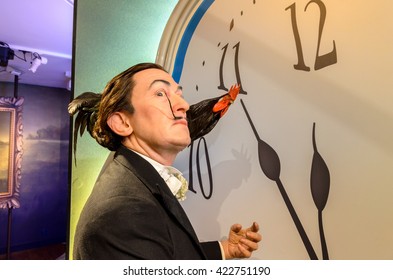 AMSTERDAM, NETHERLANDS - May 5, 2016: A Salvador Dali, The Painter,  Model  At The Amsterdam Madame Tussauds Wax Museum. 