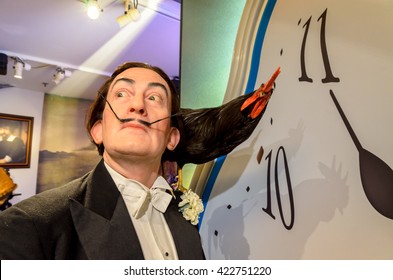 AMSTERDAM, NETHERLANDS - May 5, 2016: A Salvador Dali, the painter,  model  at the Amsterdam Madame Tussauds wax museum. 