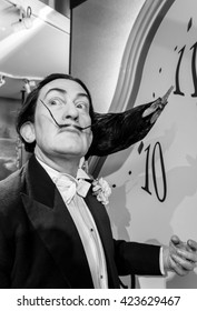 AMSTERDAM, NETHERLANDS - May 5, 2016: A Salvador Dali, The Painter,  Model  At The Amsterdam Madame Tussauds Wax Museum. 