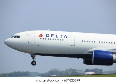 Amsterdam The Netherlands - May 6th, 2017: N854NW Delta Air Lines Airbus A330 Takeoff From Polderbaan Runway, Amsterdam Schiphol Airport