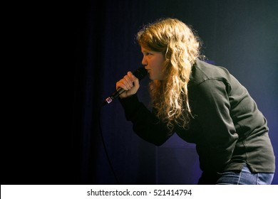 Amsterdam, The Netherlands - November 10, 2016: British Singer Kate Tempest Performs Live On Stage At Melkweg Music Hall. 