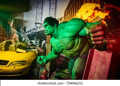 Amsterdam, Netherlands - September 05, 2017: Hulk, Bruce Benner, Marvel section, Madame Tussauds wax museum in Amsterdam
