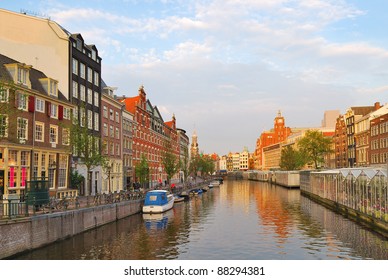 Amsterdam,  Netherlands. Sunset on one of the most beautiful canals - Singel - Shutterstock ID 88294381