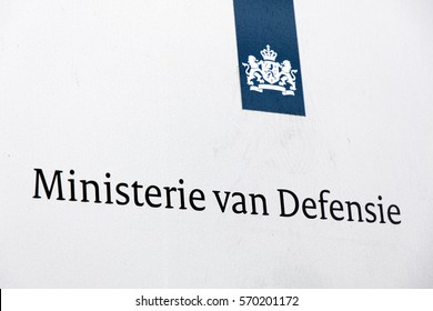 Amsterdam, Netherlands-february 2, 2017: Letters Dutch Department Of Defense On A Wall