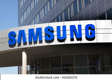 Amsterdam, Netherlands-may 5, 2016: samsung office letters on a building, The Samsung Group is one of the largest electronics companies in the world