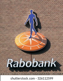 Amsterdam, Netherlands-october 10, 2015: Rabobank sign on a wall in Amsterdam