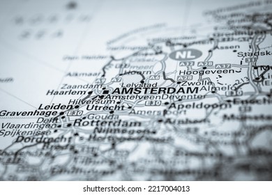 Amsterdam on the Europe map - Shutterstock ID 2217004013