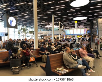 AMSTERDAM - September 17, 2019: Shot of Amsterdam Airport Schiphol (IATA: AMS, ICAO: EHAM), known informally as Schiphol Airport is the main international airport of the Netherlands. 
