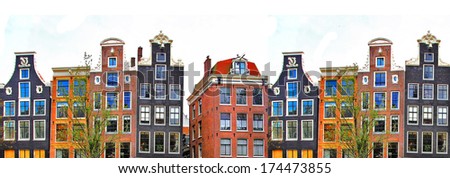 Similar – Image, Stock Photo Beautiful Architecture Of Dutch Houses On Amsterdam Canal In Autumn