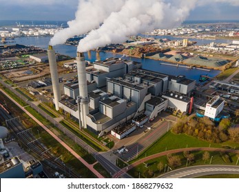 Amsterdam Westpoort, 5th of December 2020, The Netherlands. AEB waste recovery plant burning waste, industrial energy recovery proces plant.