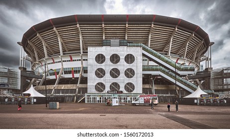 AMSTERDAM/NETHERLANDS - April 25, 2018: The Johan Cruyff Arena stadium in Amsterdam from outside