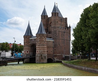 Amsterdamse Poort (Amsterdam gate), former Spaarnwouderpoort, in Haarlem on July 27 2022. Amsterdamse Poort is a Haarlem city gate from 1486.
