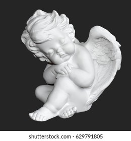 Amur. Cupid figure. Vintage. Vintage Cupid. Boy angel. Valentine's Day. Eros. Baby. Romantic figurine. White statue. Interior statue. Sleeping angel. Vintage postcard. Vintage Cupid. White angel Wings