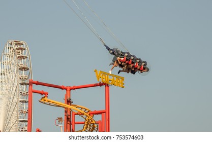 Amusement Park Ride, Forklift Slingshot Prater Vienna Austria 26 August 2017