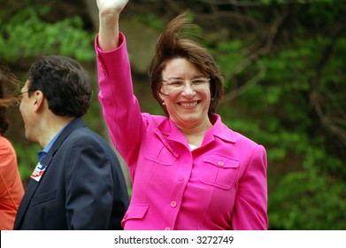 Amy Klobuchar (D) US Senator From Minnesota Marching In A Parade