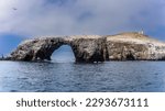 Anacapa Channel Islands National Park California coast with Arch rock  and lighthouse and wildlife reserve and tourist attraction Ventura 
