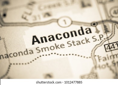 Anaconda. Montana On A Map.